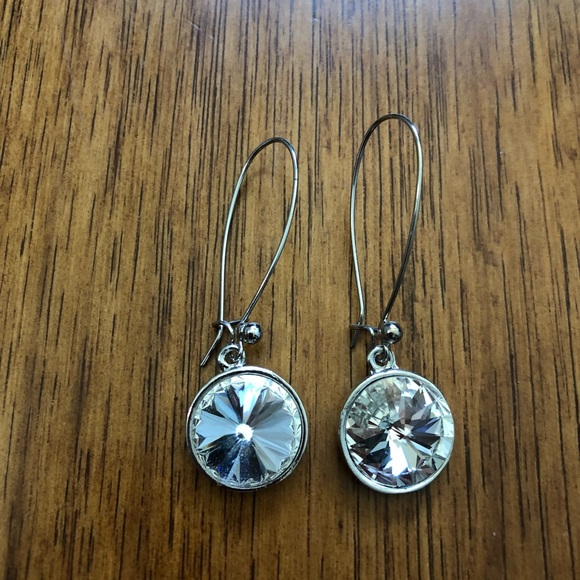 Express Jewelry - Silver and rhinestone drop earrings